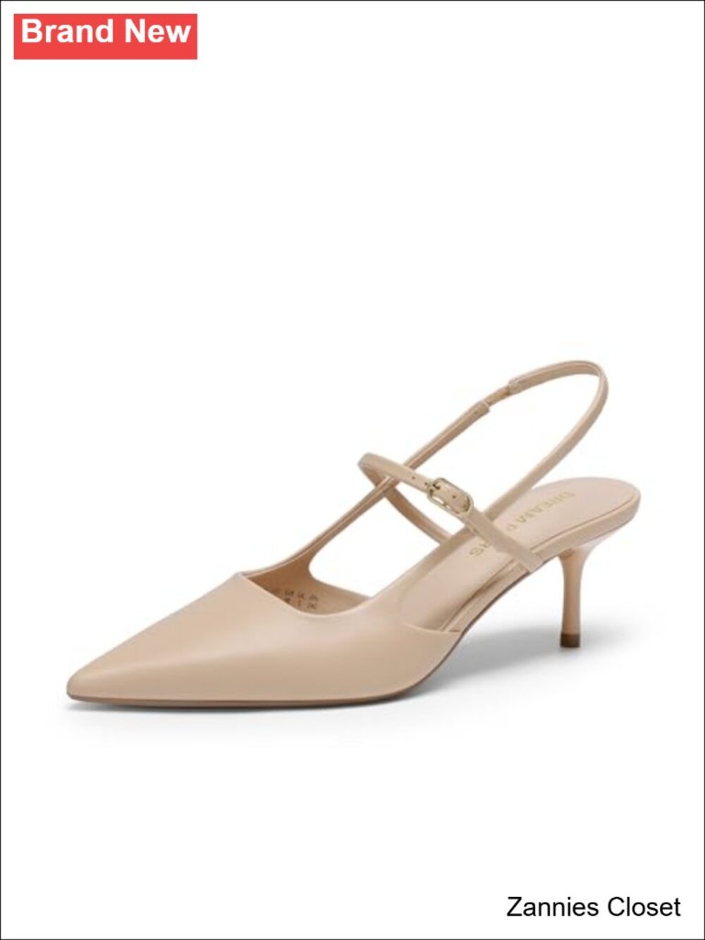 ✨ DREAM PAIRS Women's Mary Jane Slingback Kitten Heels Faux Leather Pointed Toe